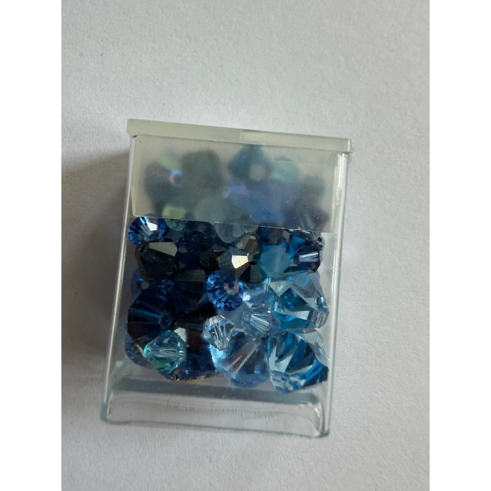 VTG Swarovski Crystal Bicone Beads Mixed Blue Lot 3mm 4mm Bicone and Misc.